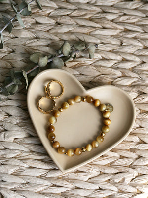 Plateau à bijoux cœur beige