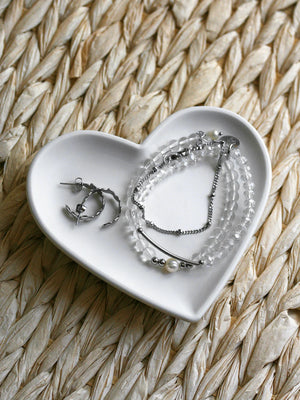 Plateau à bijoux cœur blanc cassé