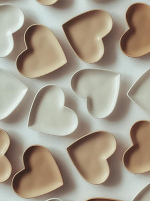 Plateau à bijoux cœur blanc cassé