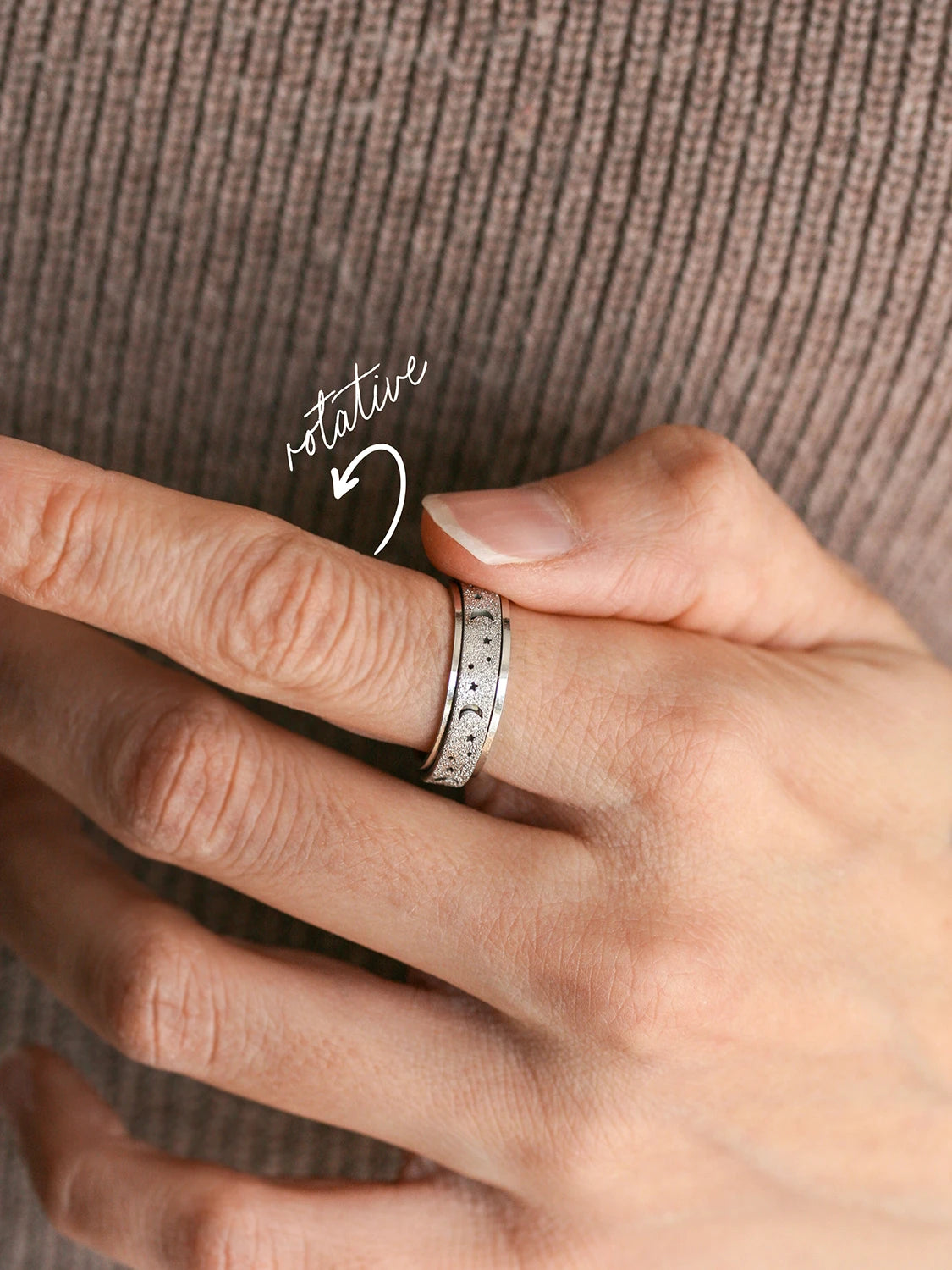 Bague rotative Zen argent