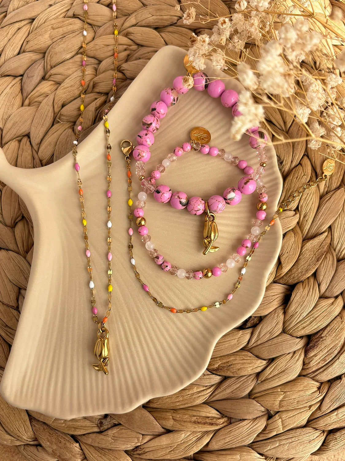 Ensemble bracelets + collier Tulipe