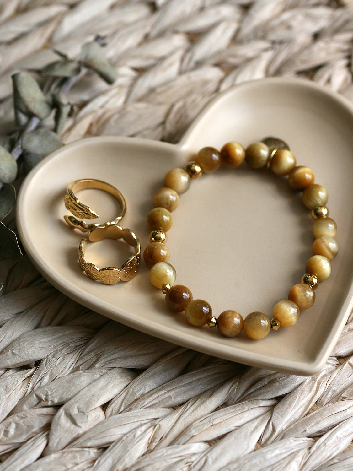 Plateau à bijoux cœur beige