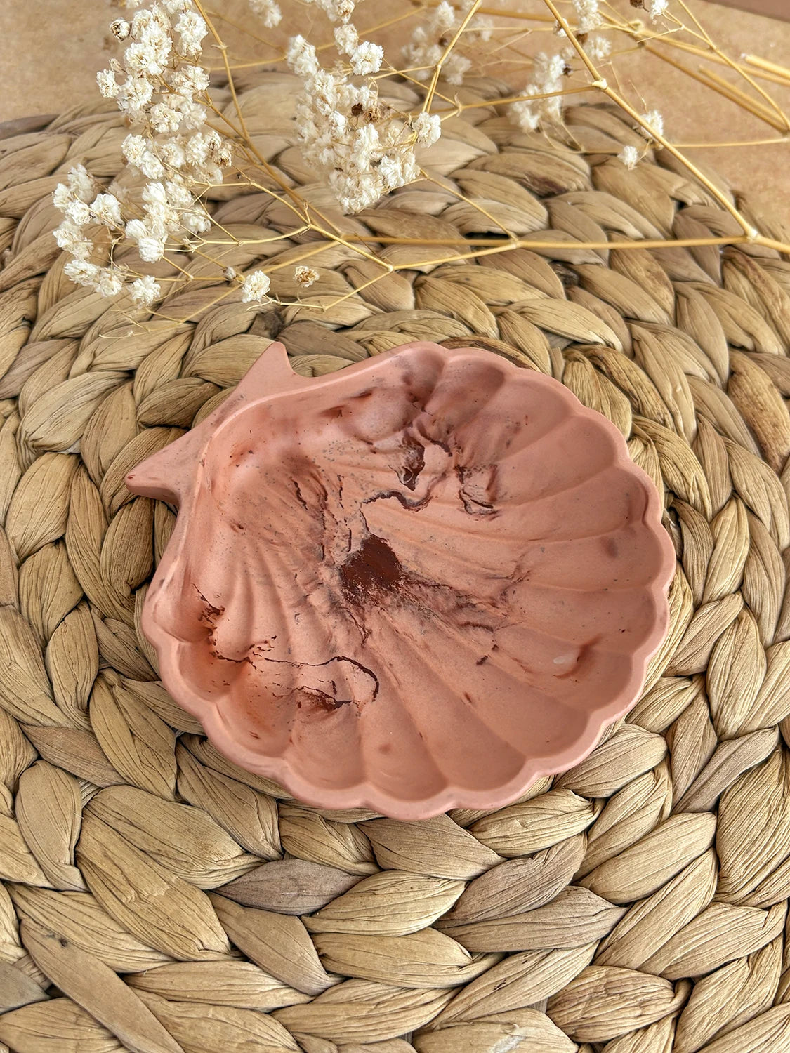 Plateau à bijoux Shelly terracotta pâle (unique)
