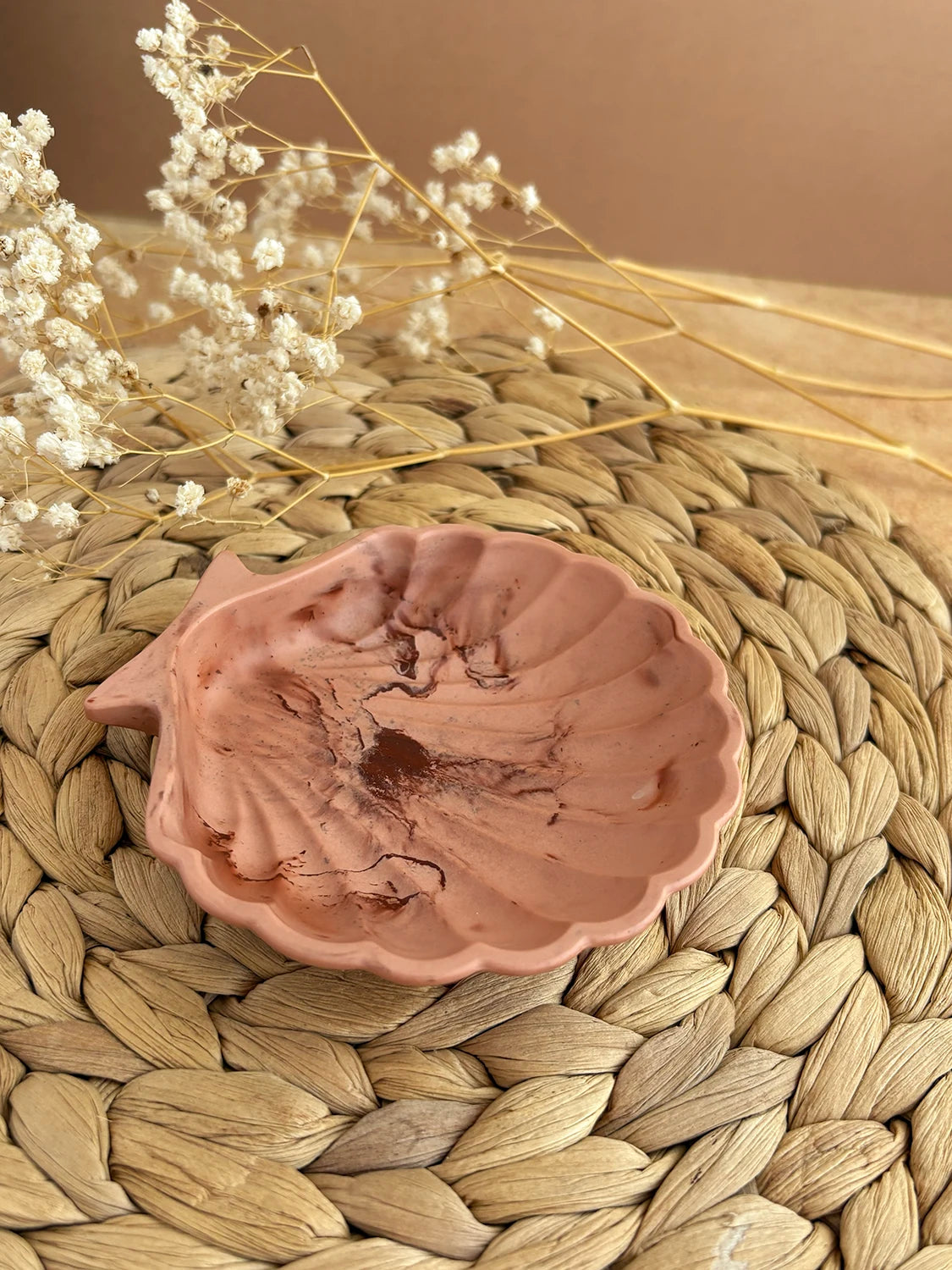 Plateau à bijoux Shelly terracotta pâle (unique)