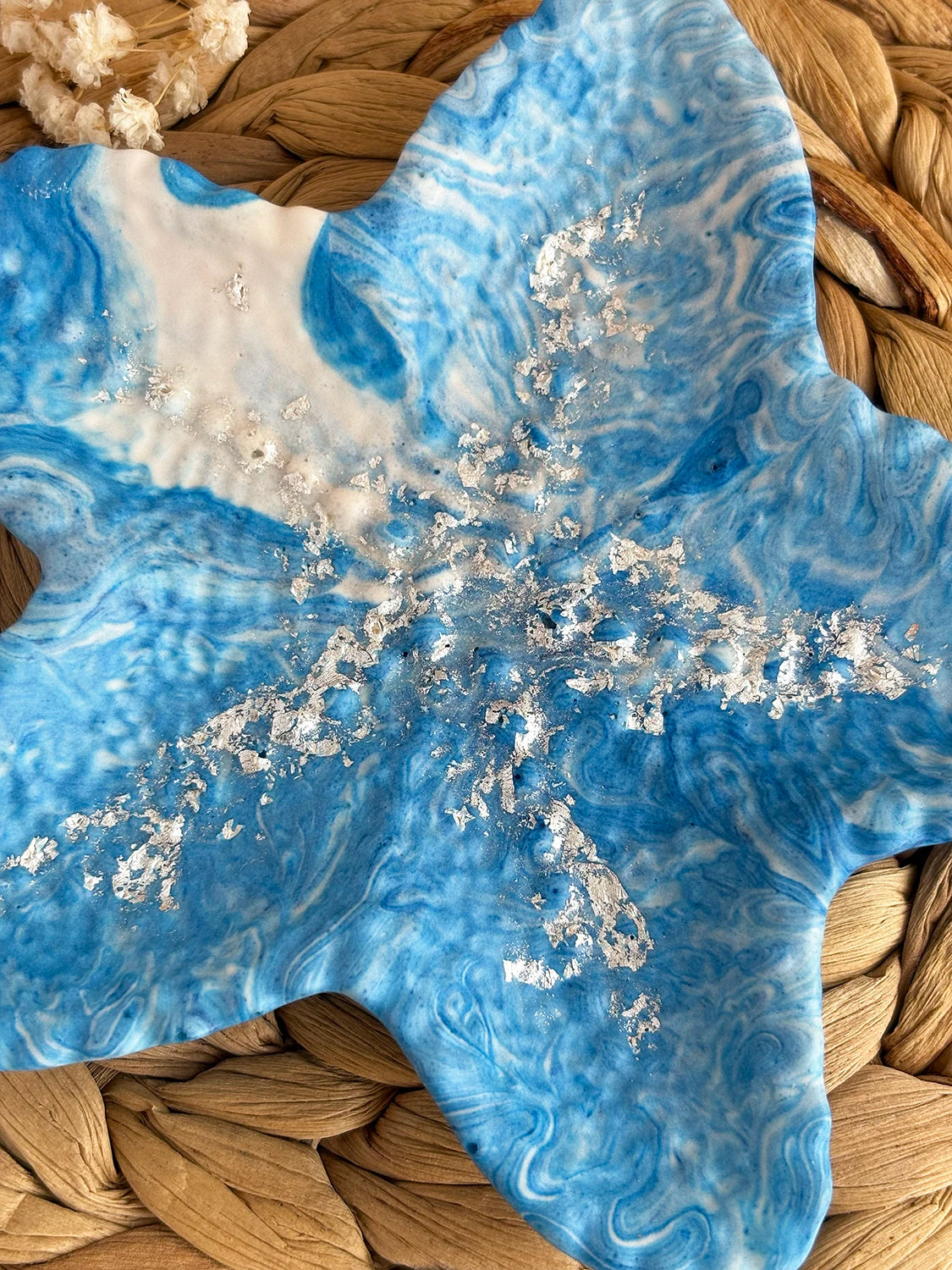 Plateau à bijoux Starfish bleu/blanc argent (unique)