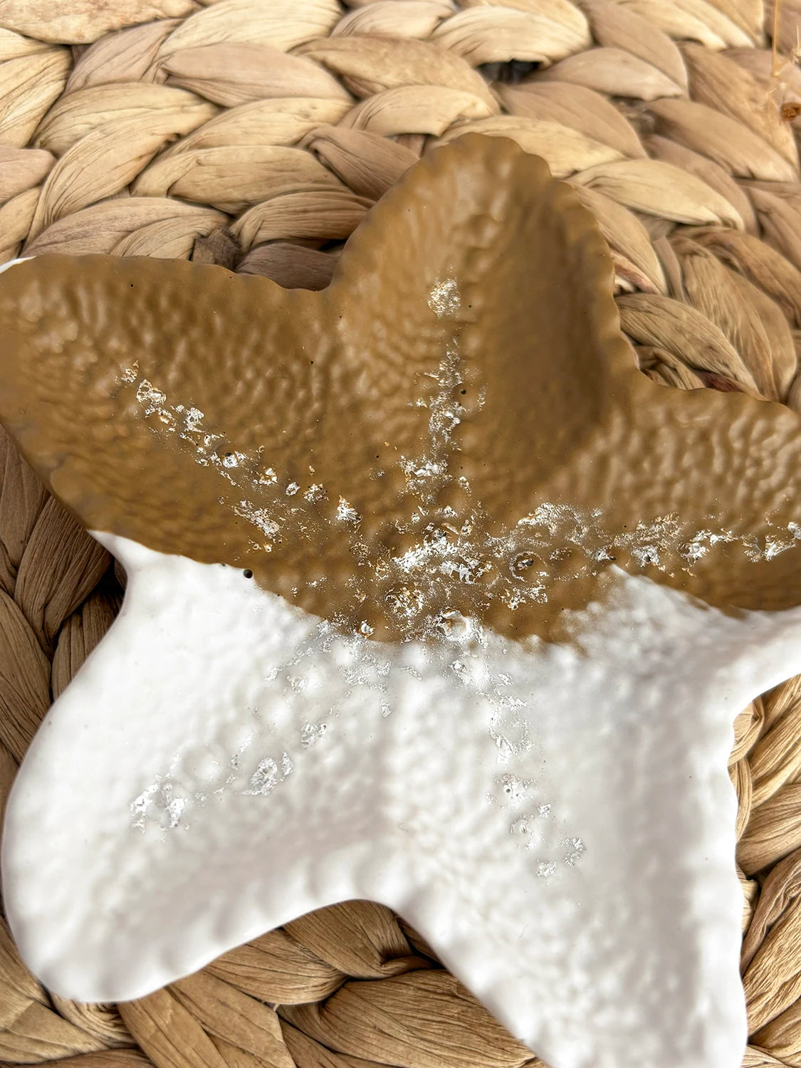 Plateau à bijoux Starfish beige sable et blanc crème argent (unique)