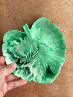 Plateau à bijoux feuille de Monstera marbré