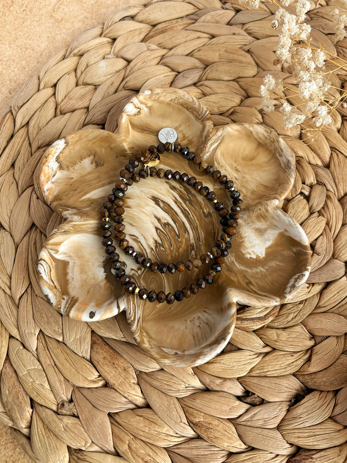 Plateau à bijoux Fleur marbré (unique)
