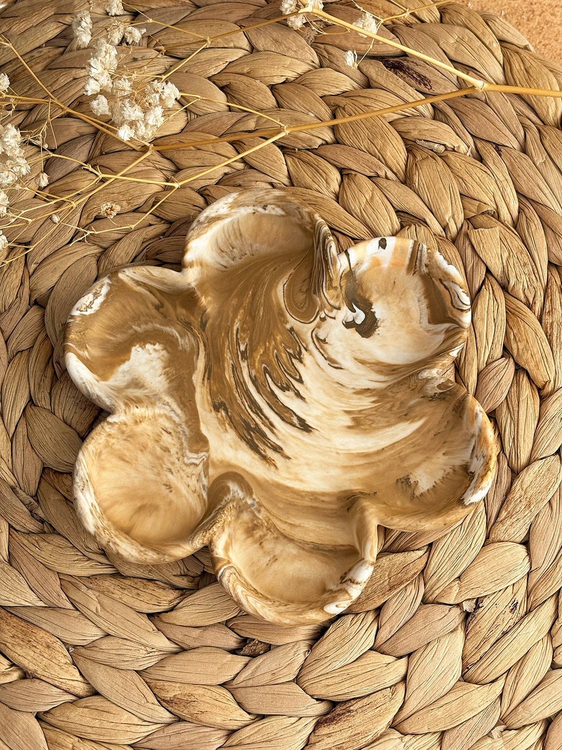 Plateau à bijoux Fleur marbré (unique)