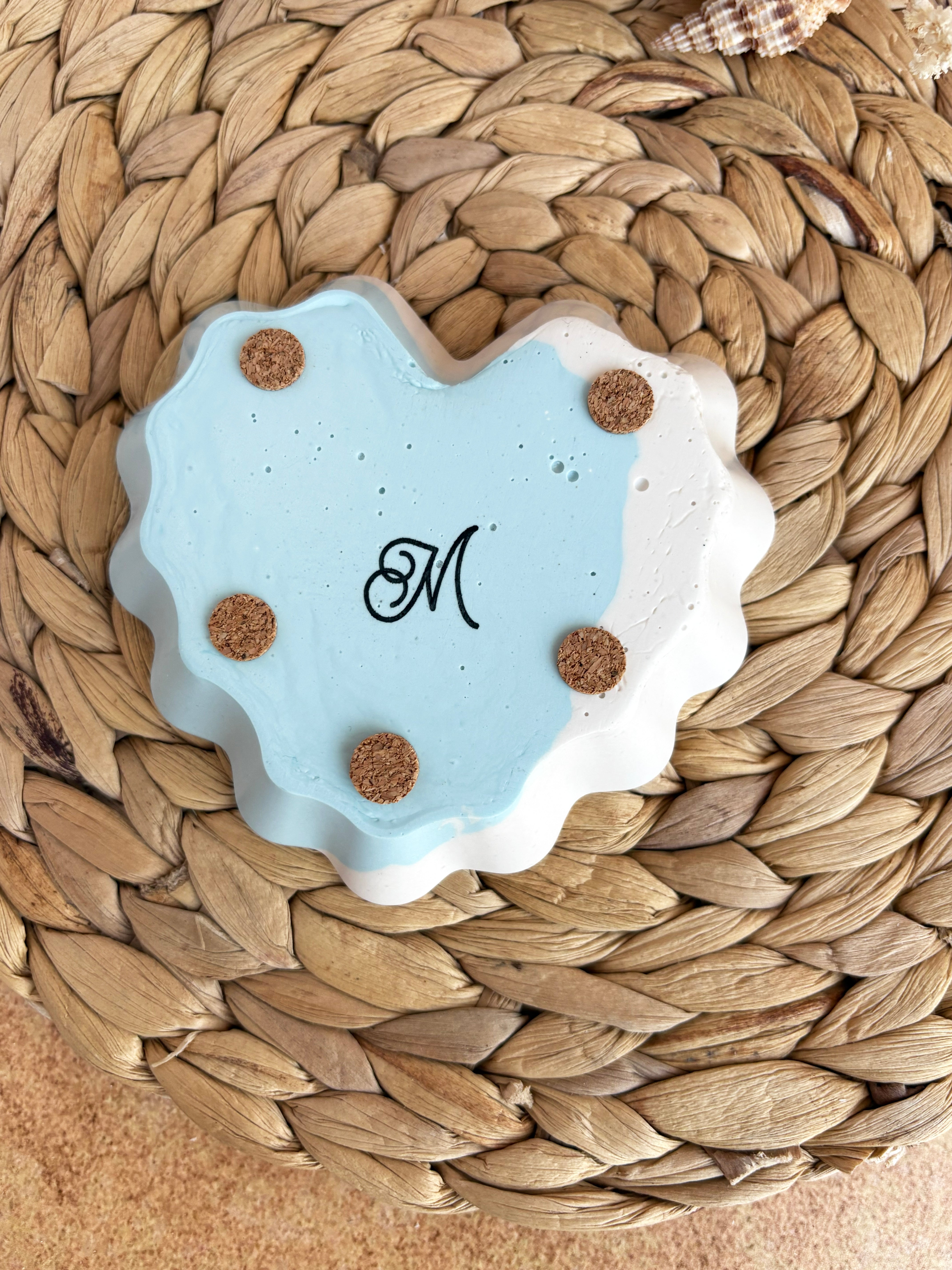 Plateau à bijoux Sweetheart bleu poudre et blanc (unique)