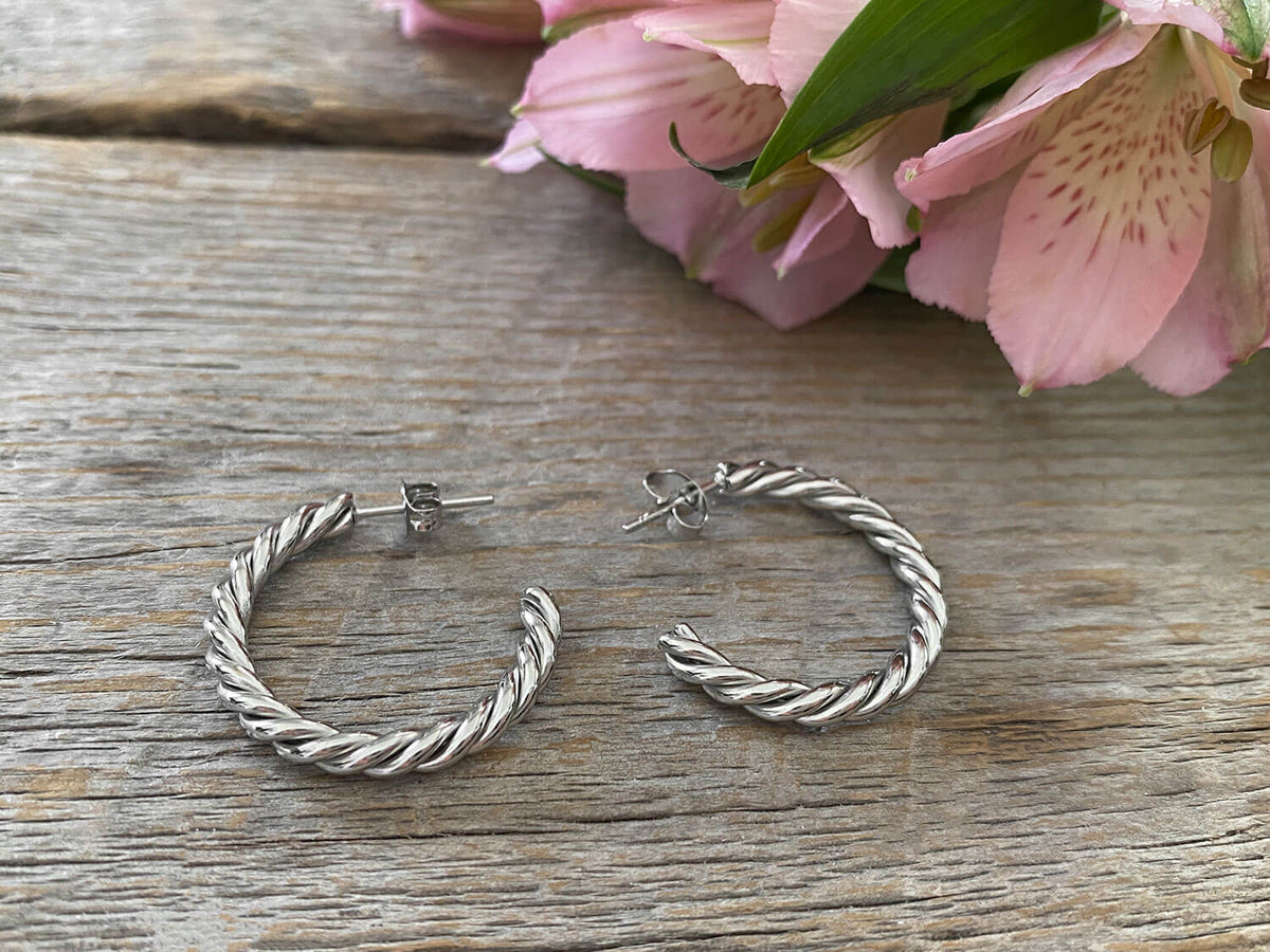 Clous d'oreilles Torsade argent